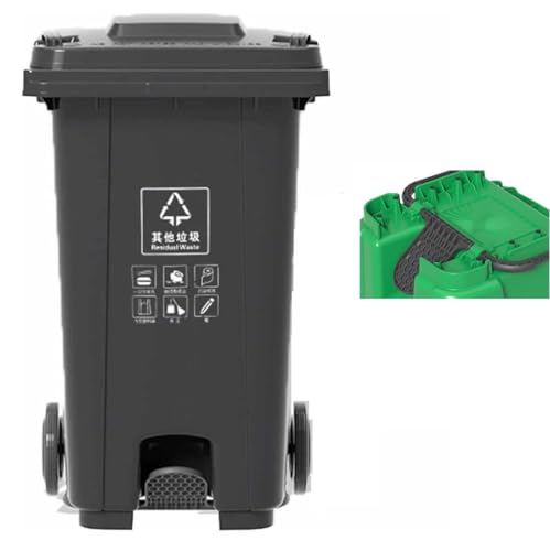 UCKYSU Cubo Basura Exteriores Pedal Cocina Con Ruedas Tapa For Uso Comercial Manos Libres Fácil De Usar(Gray,240L)