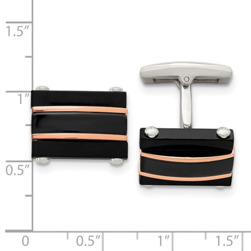 Mancuernillas de Acero Negro y Rosa 17.5 mm para Hombre miniatura 2