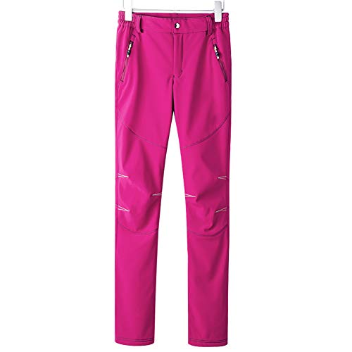 JOMLUN Women's Outdoor Snow Ski Insulated Pants Waterproof Windproof Fleece Cargo Hiking Fishing Safari Travel Purple M