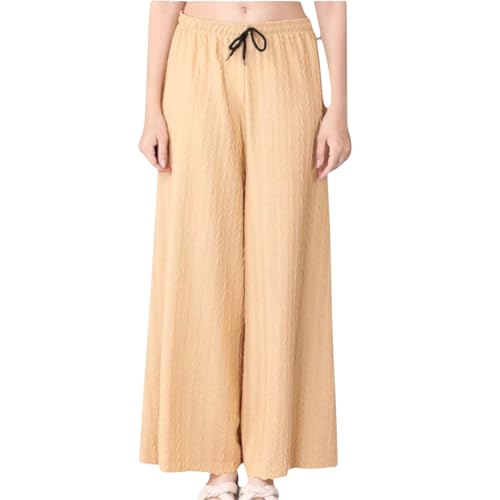 Image of Women Wide Leg Palazzo Pants Combo Pack of 2 |Trousers for Women | Loose Fit Textured Palazzo Pants for Women & Girls | Casual Lounge Travel Wear