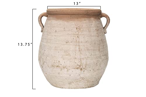 Creative Co-Op Large Orange & Whitewashed Terracotta Urn, 14 Inch High, Orange #TOP5