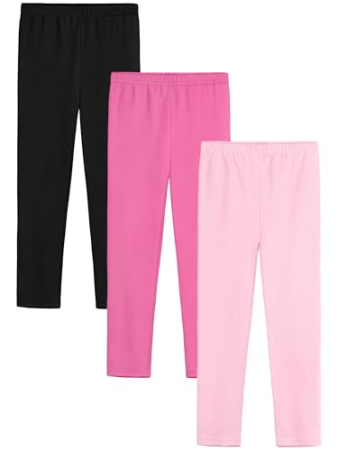 3 Pack Girls Leggings Thick Cotton Leggings for Girls Kids Full Length Pants Stretchy