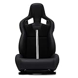  M MODAUTO Asiento Deportivo SimRacing y Coche, Semibaquet SimPro para Vehículo y Cockpit de Simulación, Cuero y Alcantara PU con Respaldo PVC (N1201U-NEGRO)