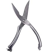 Professionele slagersschaar. Roestvrijstalen keukenschaar met veiligheidsslot. Scharen voor gevog...