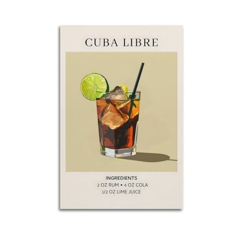 MZMCXNFW CUBA_LIBRE_2 - Póster decorativo de lienzo para pared e impresión artística moderna para decoración de dormitorio familiar, 20 x 30 cm