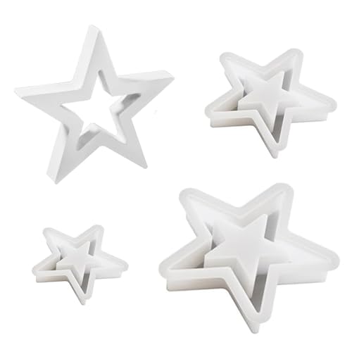 3 Stück Silikonformen Gießformen Weihnachten Silikonform Stern Sterne Silikonform Weihnachten Gießformen Silikon Sterne Sterne Giessformen Silikon Kerzenform Weihnachten für Gips Kerzen Handwerk