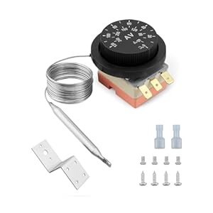 32-248’F Adjustable Electric Radiator Cooling Fan Thermostat Switch with Stainless Temperature Control Probe Sensor Kit for Automotive Car Truck RV