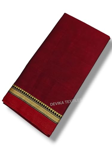 Image of DEVIKA TEXTILES Authentic Narayanpeth 100% Pure Cotton Saree With Running Blouse Piece (Same as saree)