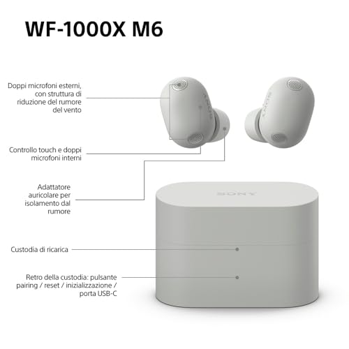 Sony WF-1000XM6 Auricolari Wireless, Silver - 10