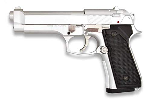 Pistola Airsoft Aire Suave Pesada Blanca HFC Potencia 0,50 Julios Airsoft Replica Paintball Caza Supervivencia tactico Senderismo Camping Outdoor Albainox 35163 + Portabotellas de regalo