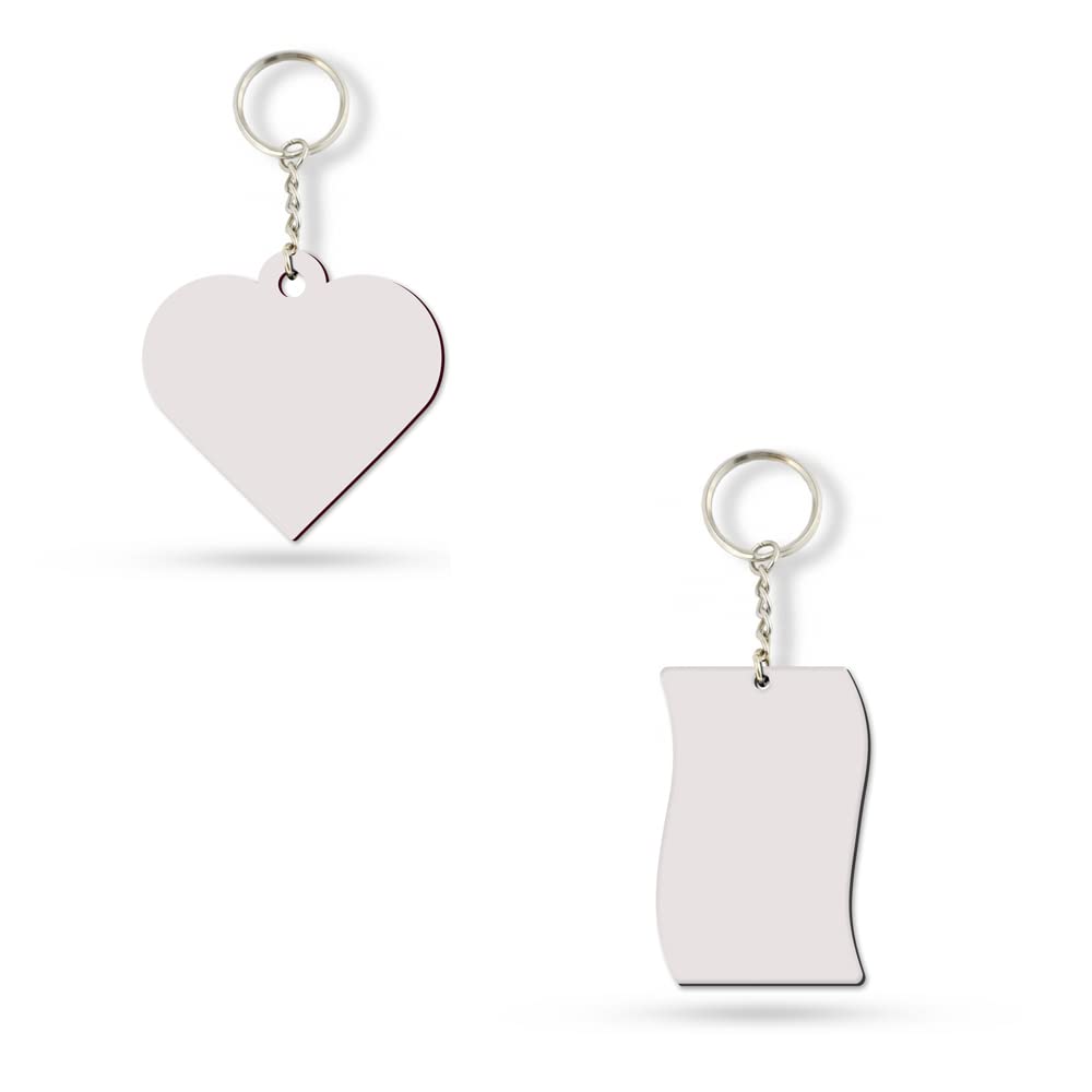 OMG Personalize Customized Heart & Curved Rectangle Shape Key Chain Combo ( Pack of 2)