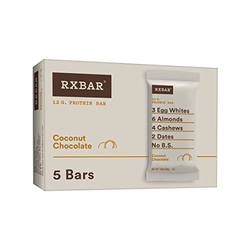 Rxbar Protein Bars, 12G Protein, Gluten-Free, Snacks, Coconut Chocolate, 9.15Oz Box (5 Bars) #TOP4
