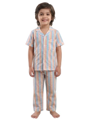 Image of POLKA TOTS 100% Pure Cotton Half Sleeve Night Suit for Kids, Girls & Boys | Cotton Pyjama Set | Unisex Night Dress for Children | Night Suit for Girls |Sleepwear for Kids | Winter Night Dress for Boys
