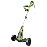 Cordless Cordless Lawn Mower-Weed Cutter-Two-Wheeled Hand Push Easily Retractable Pole 650W Electric Lawn Mower for Weeding Very Suitable for Weeding (lawn mower + 15 meter noodles)