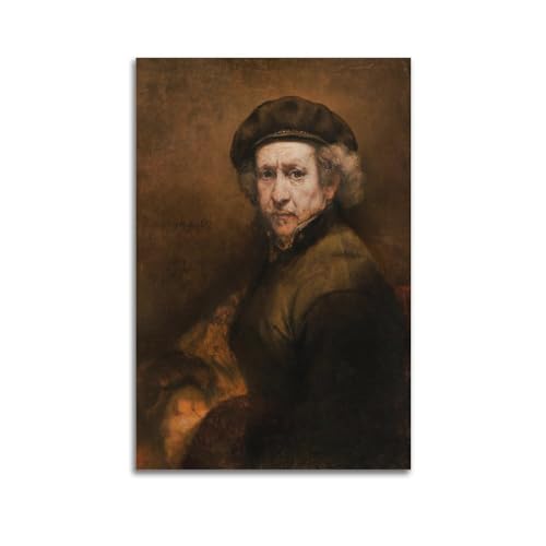 Impression sur toile Rembrandt autoportrait chef d'oeuvre de 60x90 cm