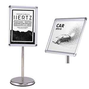 Giantex Infoständer Höhenverstellbar, Informationsständer DIN A3, Aufsteller Infoständer drehbar, Plakatständer Präsentationsständer Werbeständer Kundenstopper aus Metall (1, Silber)