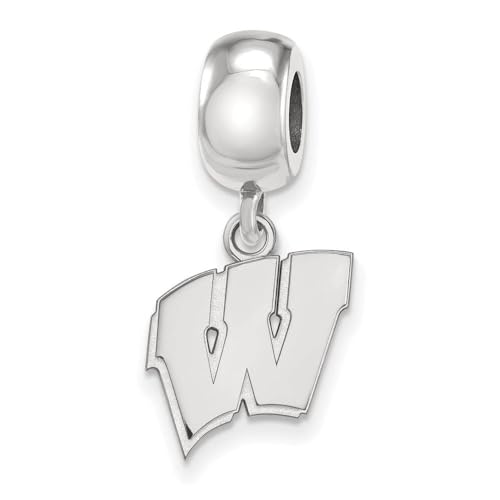 LogoArt Sterling Silver University of Wisconsin Small Dangle Bead Charm