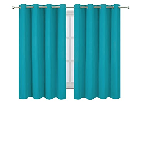 Image of LEMOMO Teal Blackout Curtains /52 x 45 Inch Length Kids Curtains /Set of 2 Panels Grommet Bedroom Curtains for Living Room