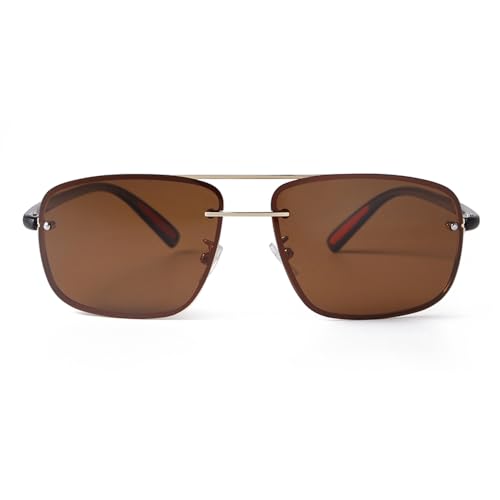 Ultra Lightweight Polarized Square Aviator Sunglasses for Men Women Trendy Fashion Double Bridge Pilot Sun Glasses