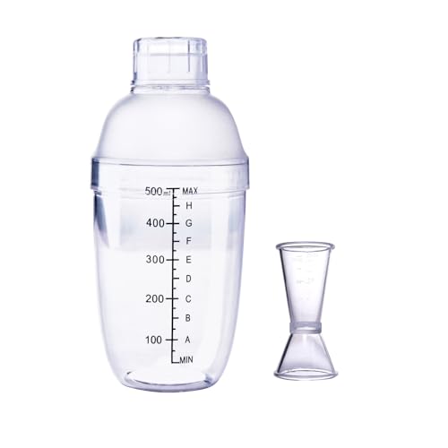 Plastic Bar Cocktail Shaker with Measuring Jigger Set