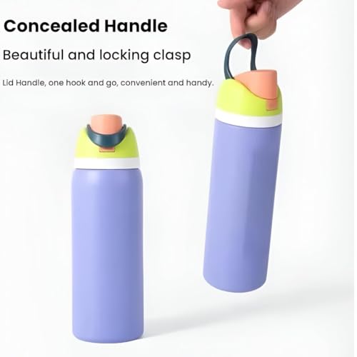 Image of FreeSip Gym Water Bottle with Straw & Chug Lid - Leak Proof Push Button Opening, BPA Free, Large Capacity Sports Bottle with Carry Handle (Purple, 960 ML)
