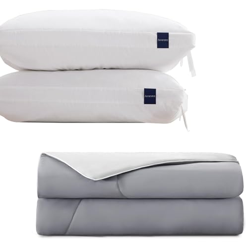 ACCURATEX Standard Pillows and Twin Cooling Comforter