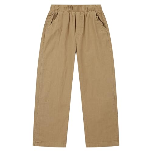 CUNYI Boys School Uniform Pant Pull On Cotton Pants Solid Color Casual Elastic Waist2