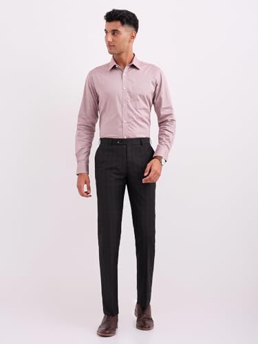 Image of Park Avenue Smart Fit Polyester Blend Checks Pattern Flat Front Formal Trouser
