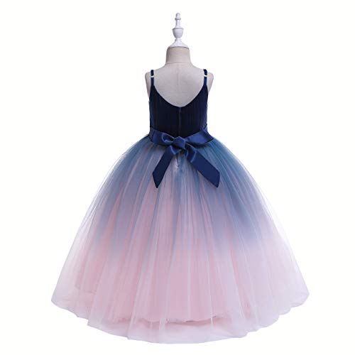 Image of Glamulice Flower Girls Spaghetti Strap Tulle Dress Long A Line Wedding Pageant Dresses Princess Birthday Party Ball Gown