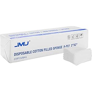 JMU Cotton Gauze Pads 2×2, 8-ply Woven Gauze Sponges, 200pcs Non-Sterile Surgical Sponges, Nonstick Dental Gauze Pads for First Aid Wound Dressing