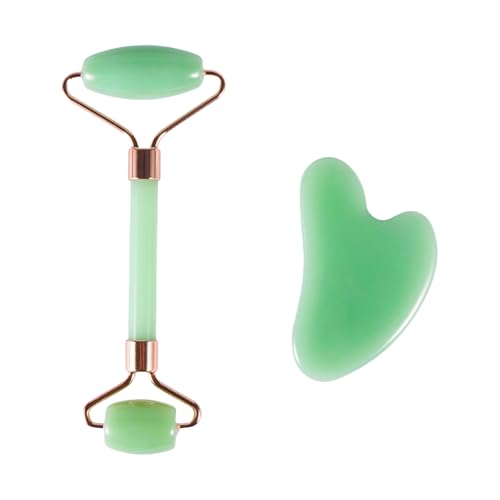 YAMHOHO 2pcs Scraping Facial Tool , Includes Roller and Scraping Set Massage Tool Jawline Sculptor Facial Contour Sculpting Tool for Your Skin Care Routine (Light Green Set)