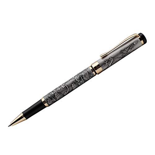 Zoohot Ancient Silver Jinhao Dragon Rollerball Pen, Vintage Pens Collection, Business Pen (0.5Mm) #TOP4