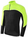 qualidyne Men's Thermal Cycling Jersey Long Sleeve Winter 3 Pockets Bike Fleece Jackets Reflevtive Cold Weather Yellow