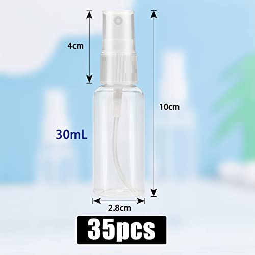 35 Stück Sprühflaschen Kleine 30ml Mini zum Plastik Befüllen Parfüm Zerstäuber Leer Spray Bottle Parfümflasche Nachfüllbar Tragbares Transparente Sprayflasche für Körperpflege Flüssigkeit Kosmetik