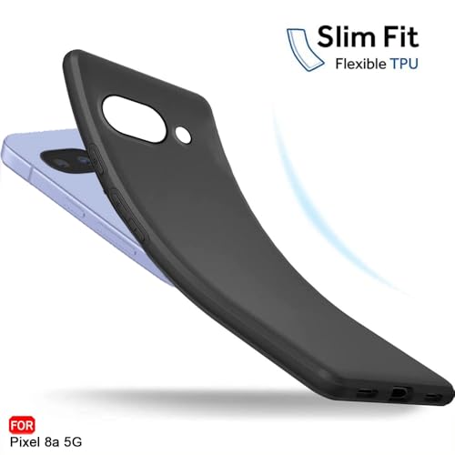 Image of TheGiftKart Sleek Back Cover Case for Google Pixel 9A | Slim Fit Protective Design | Ultra Matte Finish | Camera Protection Bump | Soft Silicon Case Cover for Pixel 9A (Silicone, Black)
