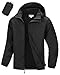 33,000ft Wasserdichte Regenjacke für Herren Atmungsaktiv Fahrrad Jacke Leichte Outdoorjacke Windjacke Regenmantel mit Kapuze Schwarz L
