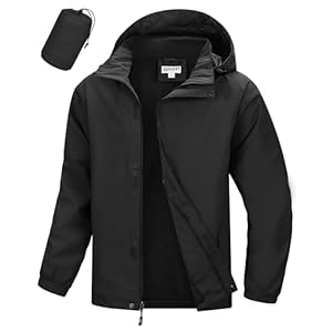 33,000ft Men’s Outdoor Waterproof Jackets Lightweight Breathable Raincoat Hooded Windbreaker Rain Jacket for Hiking Cycling Safari