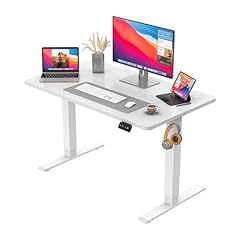 JUMMICO Scrivania regolabile in Altezza, Standing Desk, Scrivania da Ufficio Elettrica Regolabile con funzione di memoria, 100 x 60 cm Bianco
