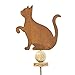 Produktbild Wunderschöner & Hochwertiger Gartenstecker - Tier Figur  Rost Stecker/Tierfigur  Große Auswahl  Edelrost Gartenfigur  Metall Gartendeko (Katze - Länge 110cm)