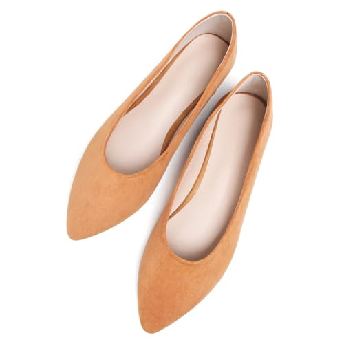 Image of Dear Time Women's Pointed Toe Ballet Flats Simple Casual Office Work Flats Slip-on Comfortable Shoes