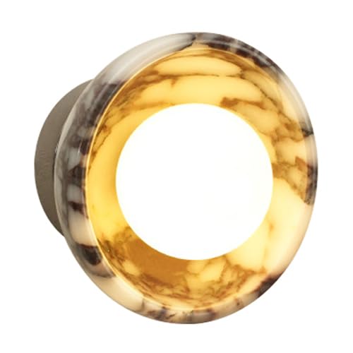 SSBHDM G9 Light Source Spherical Glass Lampshade Wall Light, Nordic Industrial Style Wall Lamp, Natural Marble Hardwired Wall Sconce, Living Room Bedroom Balcony Wall Mounted Lighting Fixtures