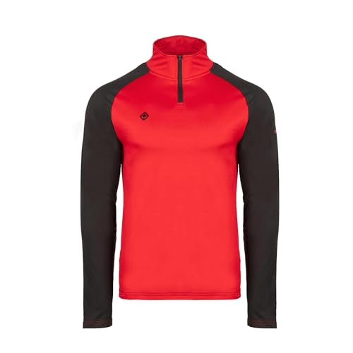 Izas - Camiseta Polar para Hombre - Camiseta Manga Larga con Cuello Alto y Cremallera - Forro de Invierno, Ligero y de Secado Rápido - Ideal para Actividades al Aire Libre - Taku Rojo y Negro - L