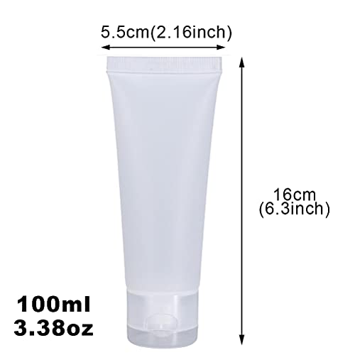 6 Pcs 100ML /3.38oz Reusable Empty Plastic Squeeze Bottles with Flip Cap Travel Size Soft Tubes Bottle Makeup Toiletry Cosmetic Containers for Facial Cleaning Shampoo Essence2