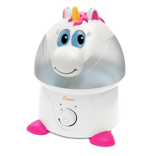 Crane Unicorn Ultrasonic Cool Mist Humidifier with Auto Shut-Off, For Baby Nursery and Kids Room, 1 Gallon Tank, Animal Humidifier For Kids Room