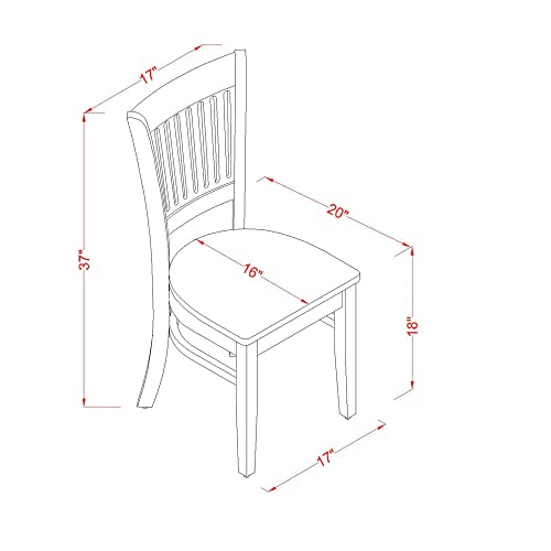 East West Furniture VAC-BLK-W Vancouver Dining Room Chairs - Slat Back Wood Seat Chairs, Set of 2, Oak by East West Furniture - Image 3