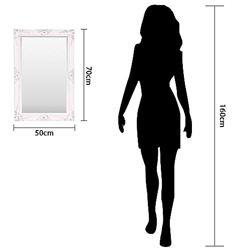 Select Mirrors Haywood Wall Mirror - French Chic Style - Real Wood Frame (Vintage White, 50cm x 70cm)