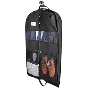 Garment Bags for Travel, Heavy Duty 43″ Hanging Suit Bag for Men, Double Sides Zipper & 3 Large Mesh Pockets, Suit Cover for Traveling Monogrammed Closet Clothes Storage