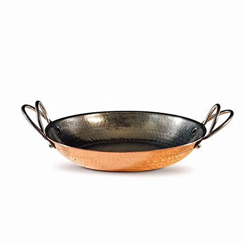 Sertodo 6 Inch Hand-Hammered Copper Paella Pan | Heavy-Gauge Pure Copper Frying Pan & Skillet | Artisan Cookware for Cooking & Serving – Alicante Style