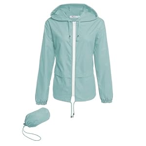 Hount Women’s Lightweight Hooded Raincoat Waterproof Packable Active Outdoor Rain Jacket (S-3XL)