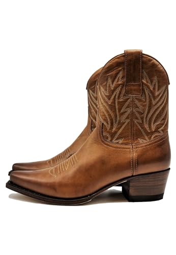 Sendra Boots Botín Cowboy De Cuero Para Mujer 16971 Gene Con Cremallera. (MIELE, numeric_36)